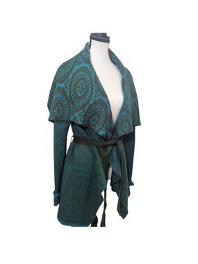Buffalo David Bitton Teal Knit Wrap Sweater | Boho Artisan Cabincore Layer | M